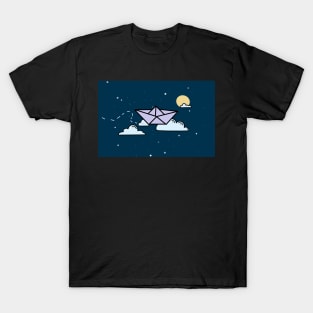 Flying origami boat T-Shirt